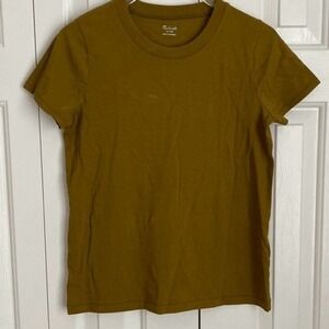 Madewell T-Shirt‎ Women XS Olive Gold Cotton Short Sleeve Crewneck J8526